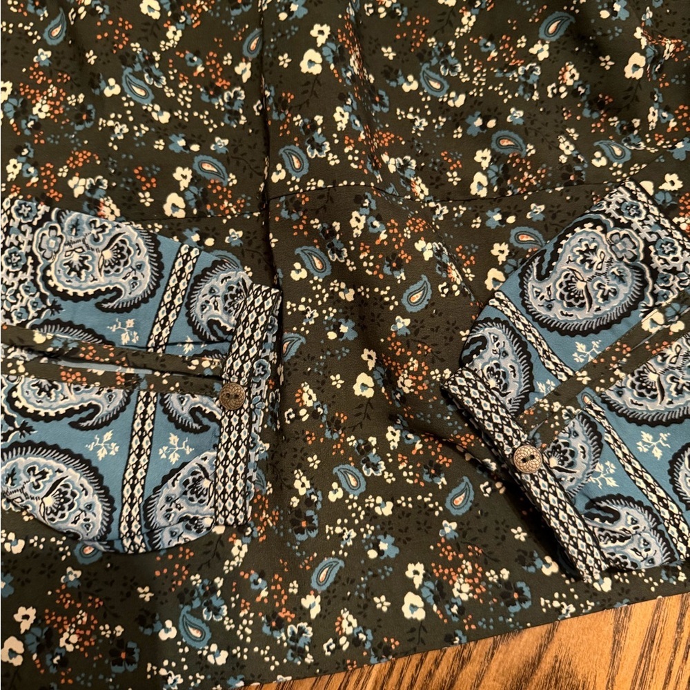 Abercrombie & Fitch Black Floral dress  with Blue Accents - Picture 3 of 5